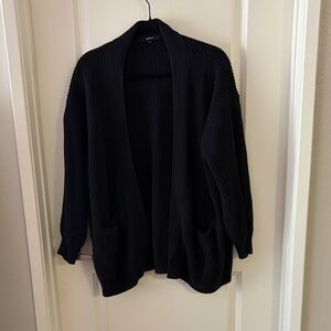 Quince Classic Black Open Cardigan